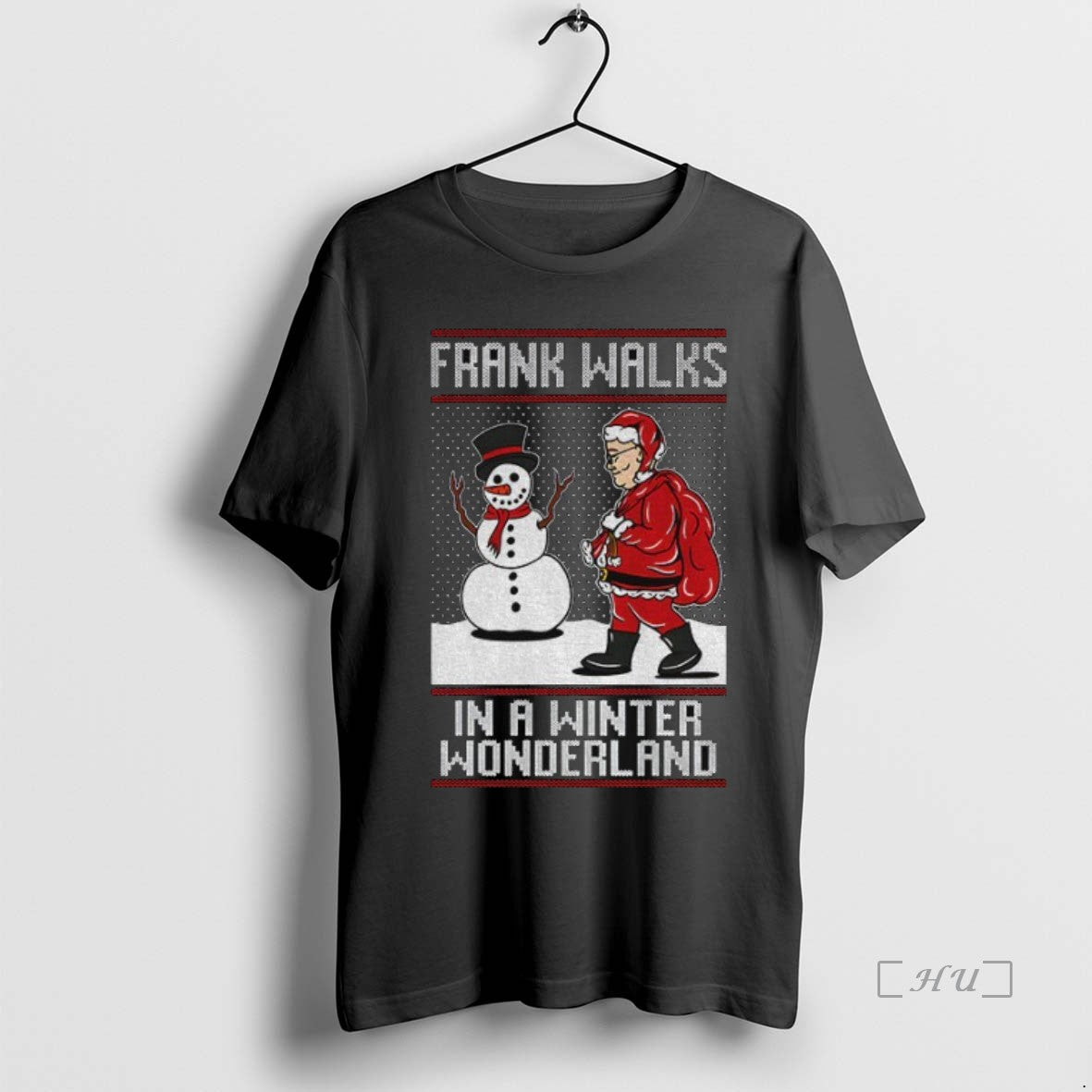 Officials Santa Claus Snowman Frank Walks In A Winter Wonderland Merry Christmas Premium T Shirts Hoodie Sweatshirt