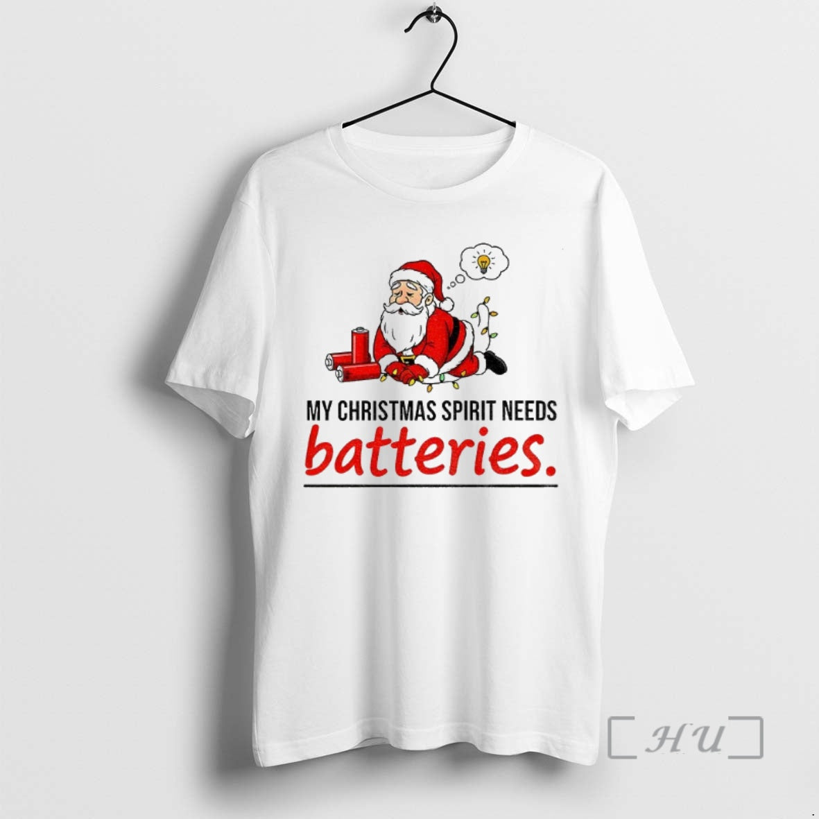 Officials Santa Claus My Christmas Spirit Needs Batteries Merry Christmas Shirt Hoodie Sweatshirt | PurePodTees.com