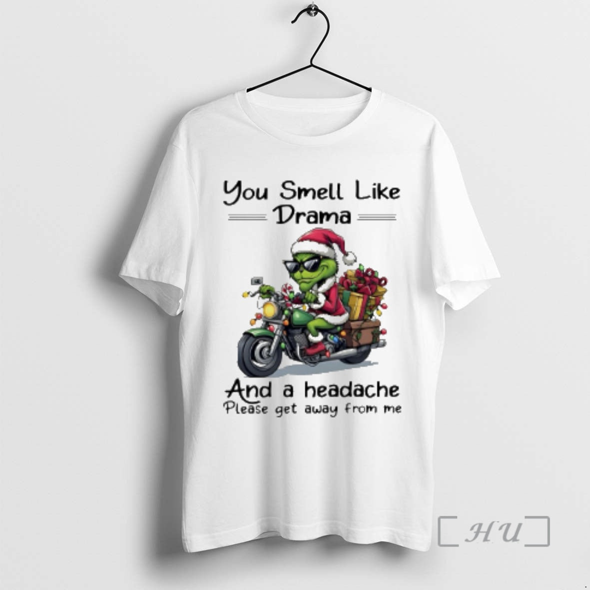 Officials Santa Grinch You Smell Like Drama And A Headache Please Get Away From Me Shirt Hoodie Sweatshirt | PurePodTees.com