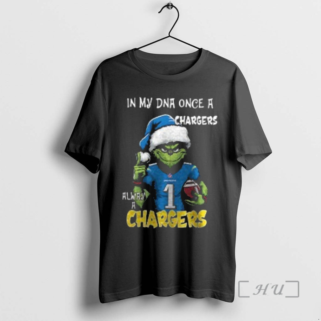 Officials Santa Grinch In My Dna Once A Chargers Alway A Los Angeles Chargers Christmas Shirt Hoodie Sweatshirt