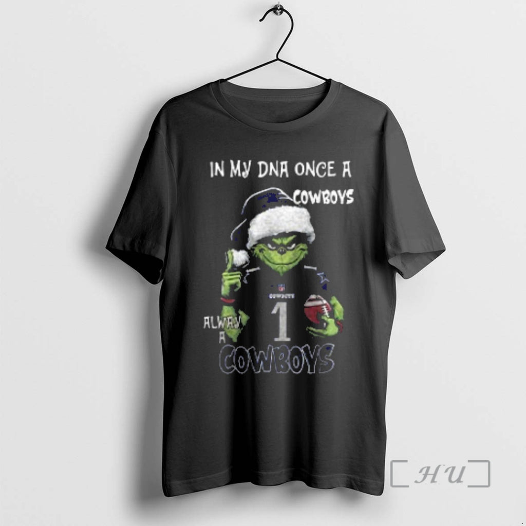 Officials Santa Grinch In My Dna Once A Cowboys Alway A Dallas Cowboys Christmas Two Shirt Hoodie Sweatshirt