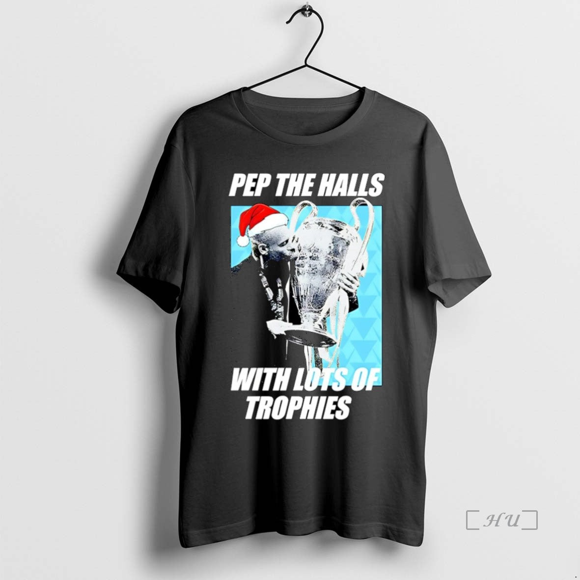 Officials Santa Pep Guardiola The Halls With Lots Of Trophies Christmas Christmas Shirt Hoodie Sweatshirt | PurePodTees.com