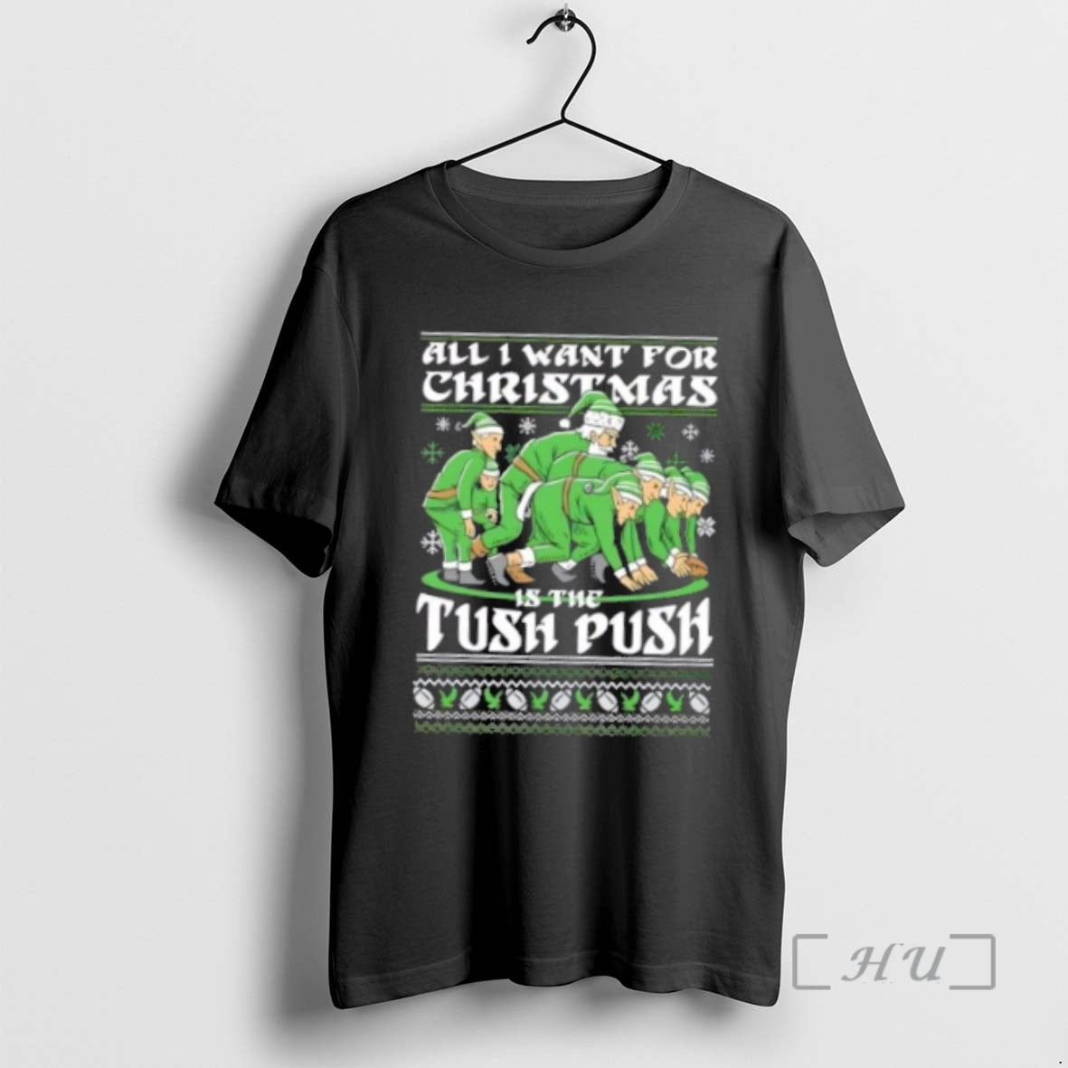 Officials Santa All I Want For Christmas Is The Tush Push Christmas Ugly Premium Shirt Hoodie Sweatshirt | PurePodTees.com