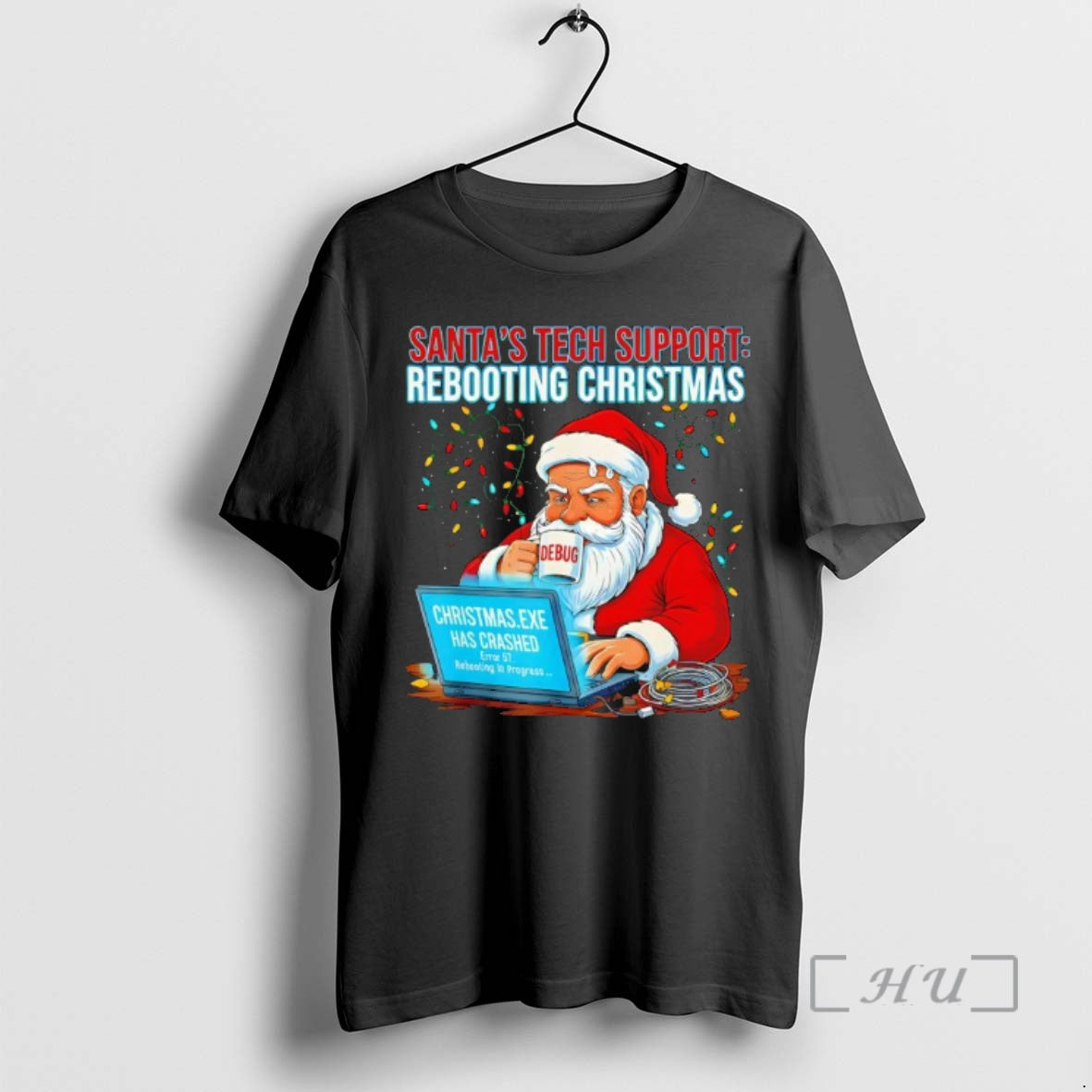 Officials Santas Tech Support Rebooting Christmas Debug Shirt Hoodie Sweatshirt | PurePodTees.com