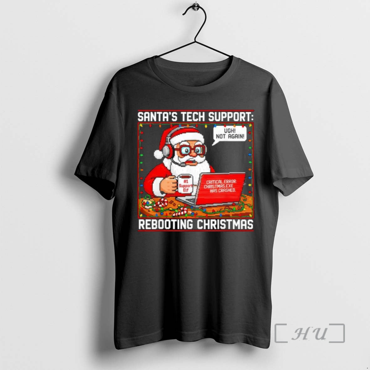Officials Santas Tech Support Rebooting Christmas Shirt Hoodie Sweatshirt | PurePodTees.com