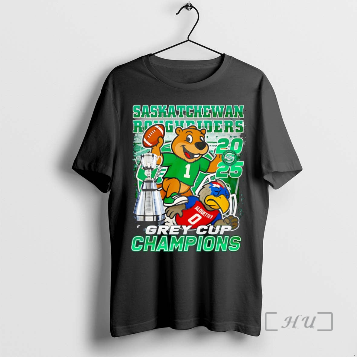 Officials Saskatchewan Roughriders 2025 Grey Cup Champions Mascot Shirt Hoodie Sweatshirt | PurePodTees.com