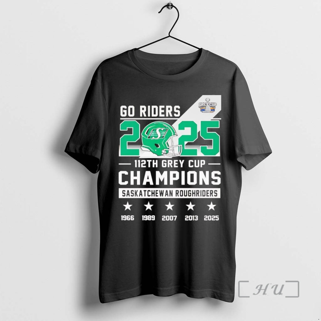 Officials Saskatchewan Roughriders 2025 Go Riders 112th Grey Cup Champions Shirt Hoodie Sweatshirt | PurePodTees.com