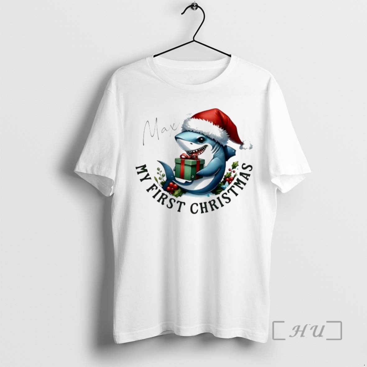 Officials Shark Xmas Babys First Christmas Personalized Ornaments White Shirt Hoodie Sweatshirt | PurePodTees.com