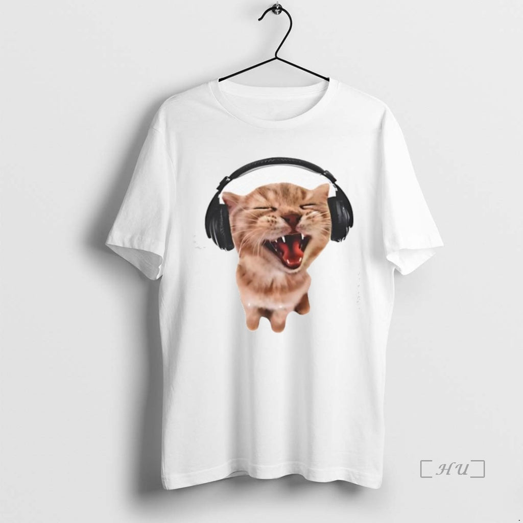 Officials Silly Cat With Headphones Meme Shirt Hoodie Sweatshirt | PurePodTees.com