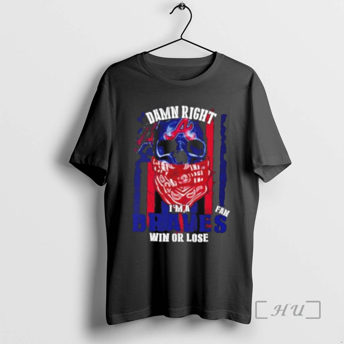 Officials Skull Damn Right Im A Atlanta Braves Fan Win Or Lose Us Flag Premium Shirt Hoodie Sweatshirt | PurePodTees.com