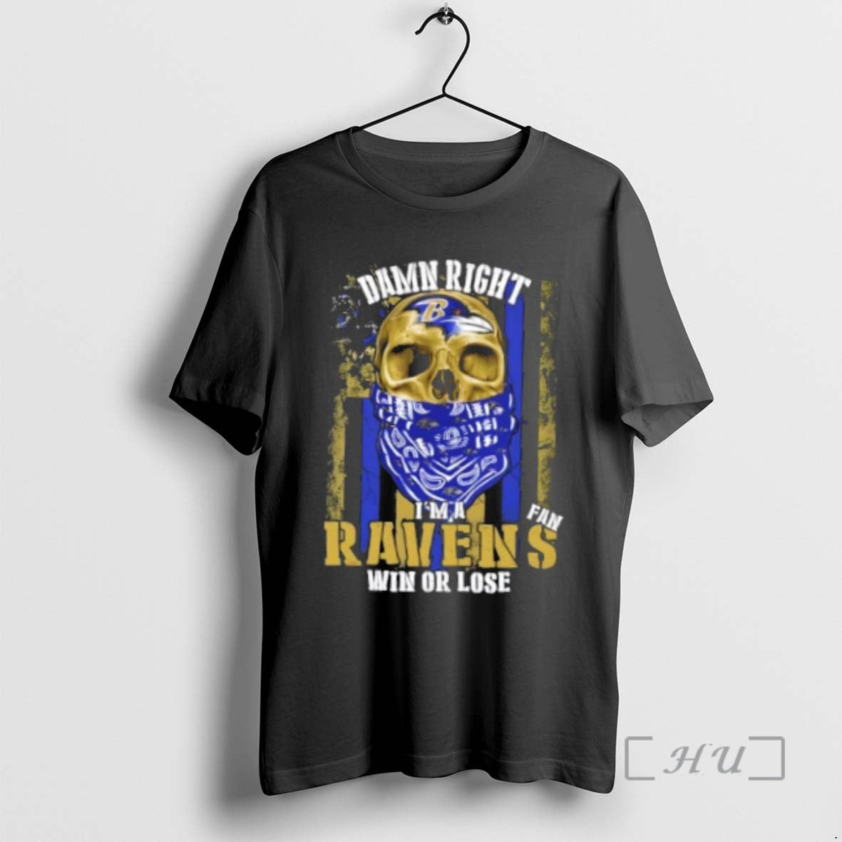 Officials Skull Damn Right Im A Baltimore Ravens Fan Win Or Lose Us Flag Premium Shirt Hoodie Sweatshirt | PurePodTees.com