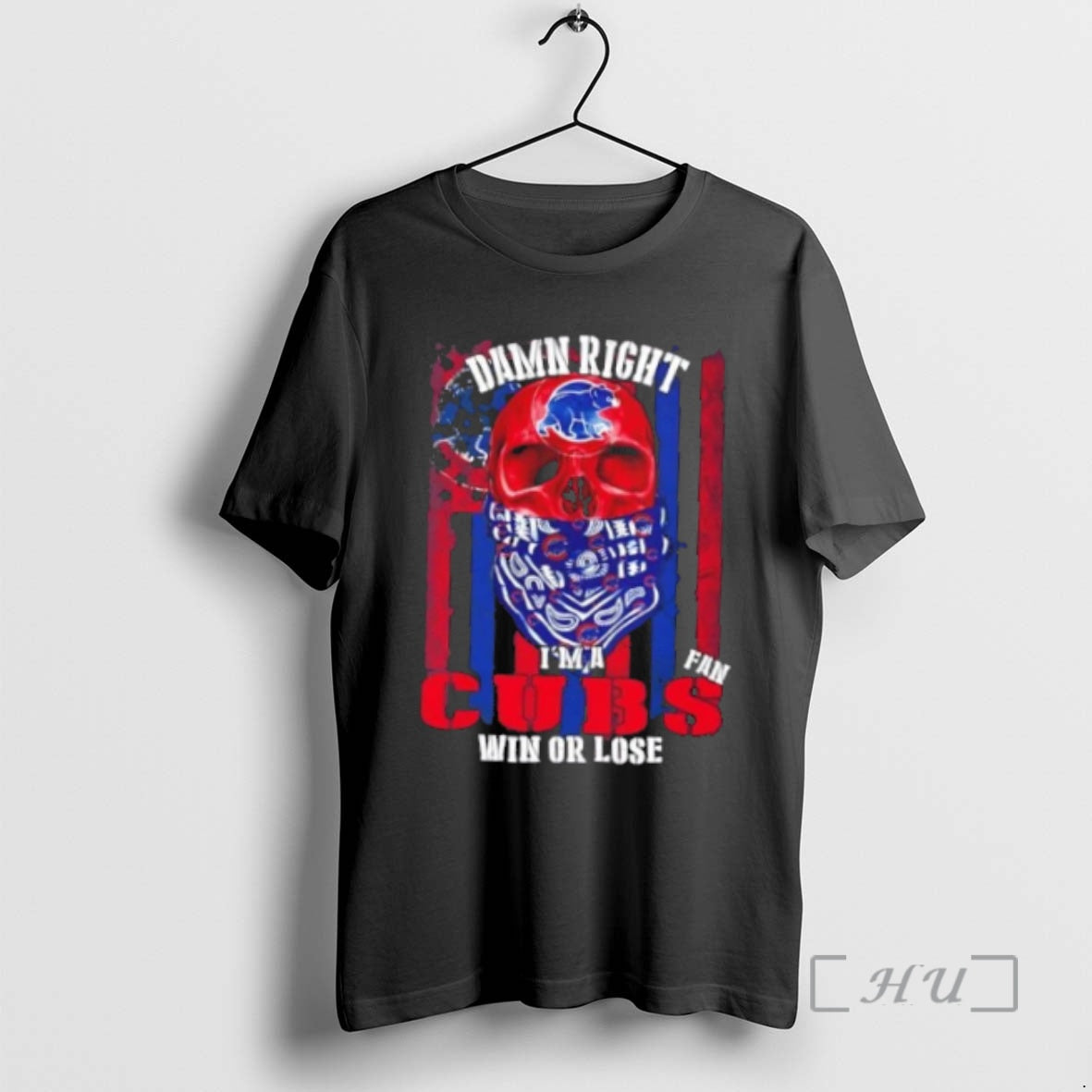 Officials Skull Damn Right Im A Chicago Cubs Fan Win Or Lose Us Flag Premium Shirt Hoodie Sweatshirt | PurePodTees.com