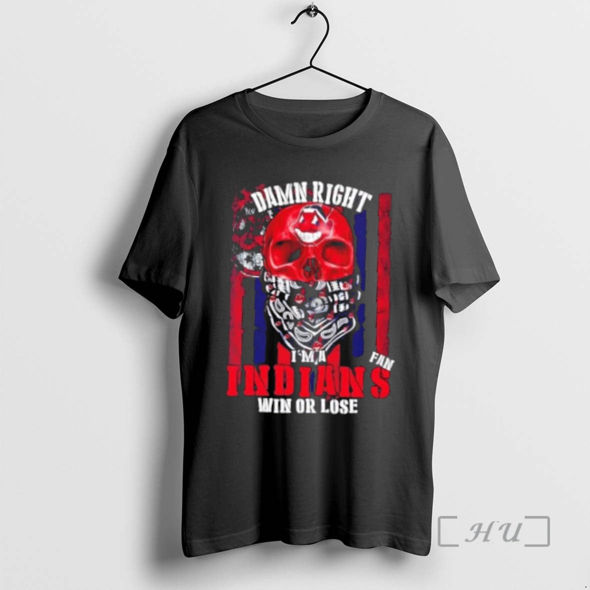 Officials Skull Damn Right Im A Cleveland Indians Fan Win Or Lose Us Flag Premium Shirt Hoodie Sweatshirt | PurePodTees.com