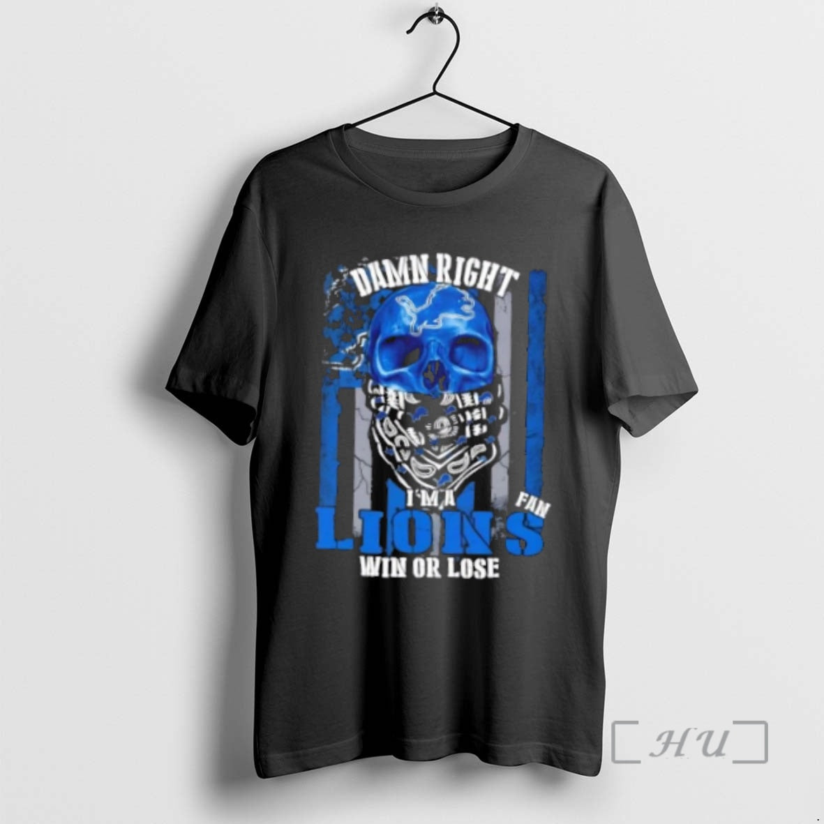 Officials Skull Damn Right Im A Detroit Lions Fan Win Or Lose Us Flag Premium Shirt Hoodie Sweatshirt | PurePodTees.com