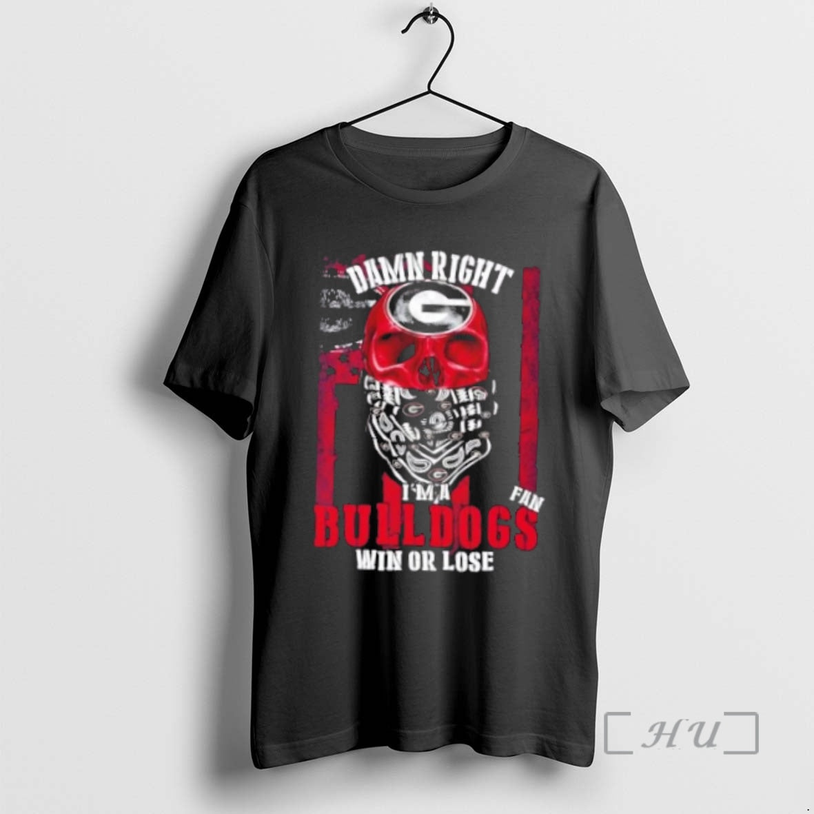 Officials Skull Damn Right Im A Georgia Bulldogs Fan Win Or Lose Us Flag Premium Shirt Hoodie Sweatshirt | PurePodTees.com