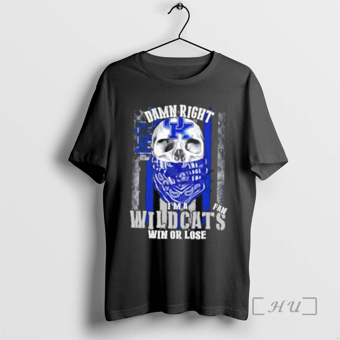 Officials Skull Damn Right Im A Kentucky Wildcats Fan Win Or Lose Us Flag Premium Shirt Hoodie Sweatshirt | PurePodTees.com