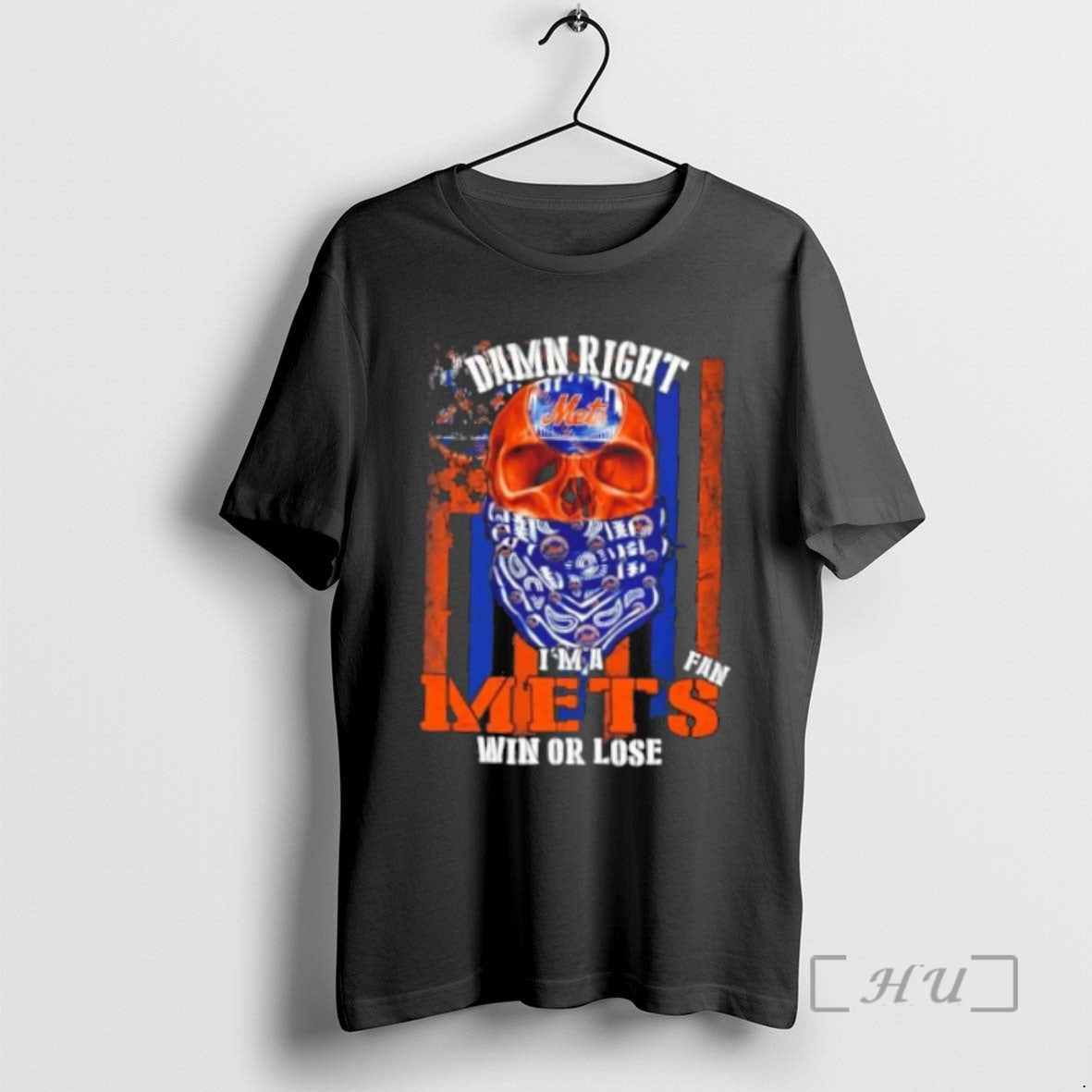 Officials Skull Damn Right Im A New York Mets Fan Win Or Lose Us Flag Shirt Hoodie Sweatshirt | PurePodTees.com