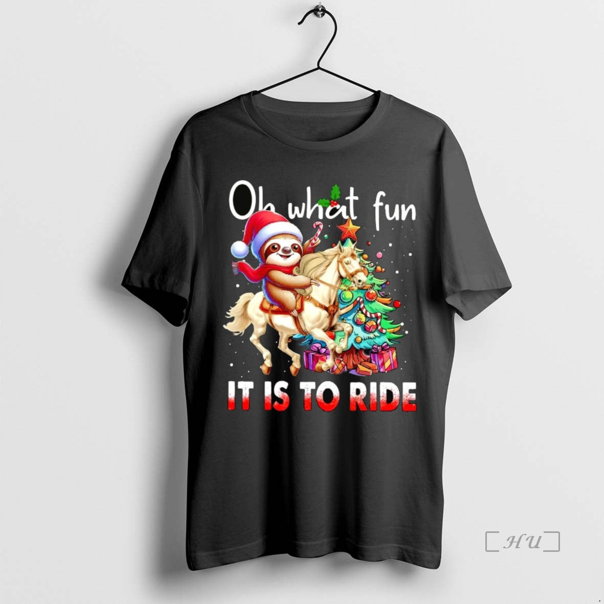 Officials Sloth Riding Horse Oh What Fun It Is To Ride Christmas Shirt Hoodie Sweatshirt | PurePodTees.com