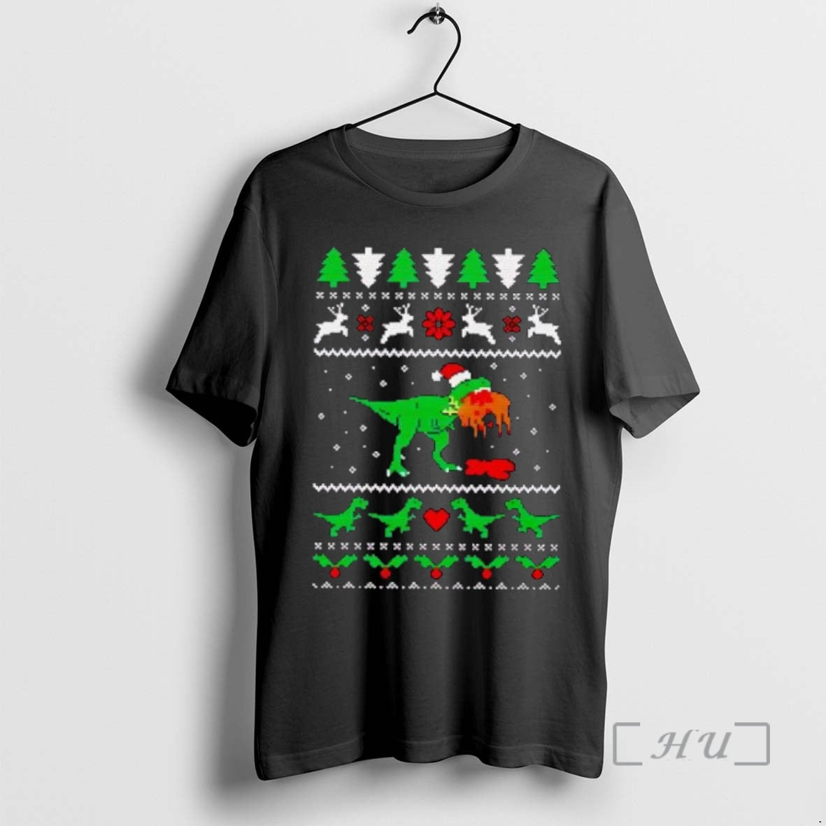 Officials T Rex Eating Reindeer Jurassic Christmas Shirt Hoodie Sweatshirt | PurePodTees.com