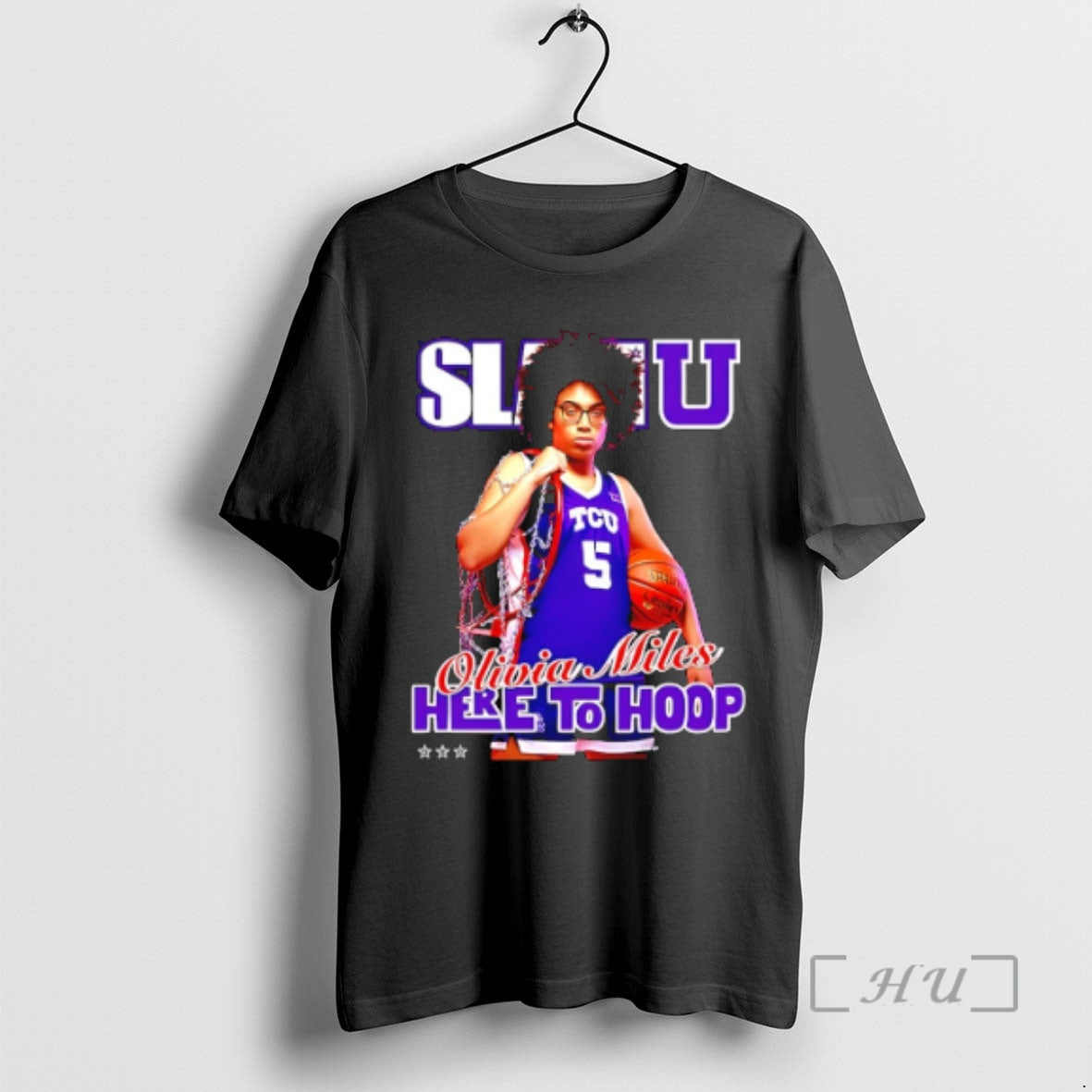 Officials Tcu Horned Frogs Olivia Miles Here To Hoop Slam Shirt Hoodie Sweatshirt | PurePodTees.com