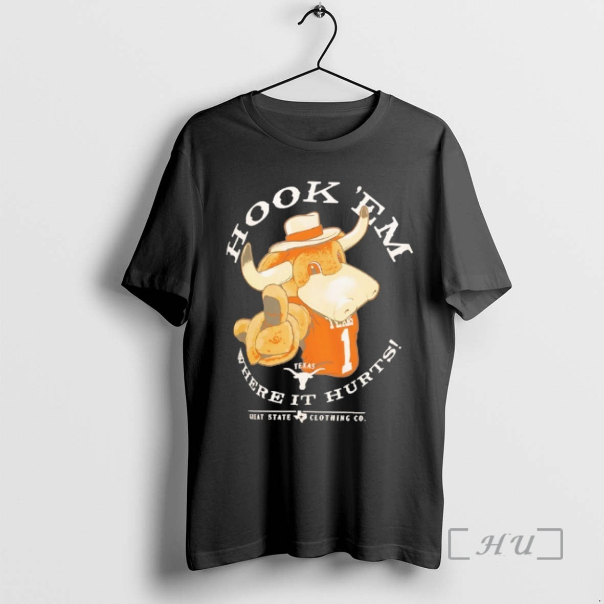 Officials Texas Longhorns Hook Em Where It Hurts Rally Mascot Shirt Hoodie Sweatshirt | PurePodTees.com