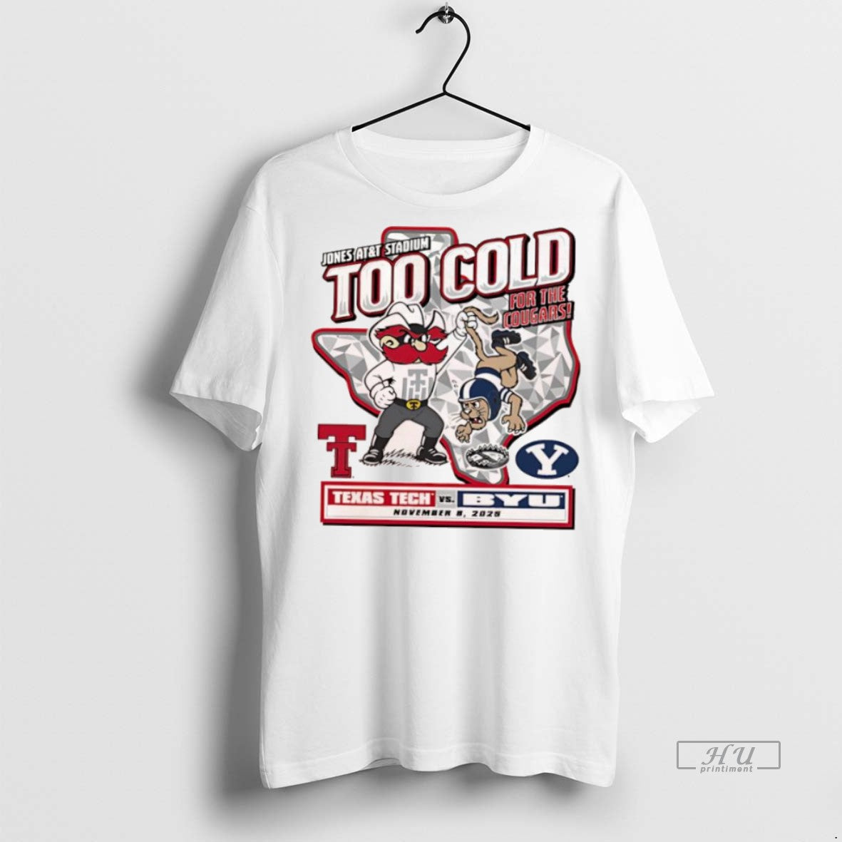 Officials Texas Tech Vs Byu 2025 Too Cold Gameday November 8th 2025 Mascot Logo Premium Shirt Hoodie Sweatshirt