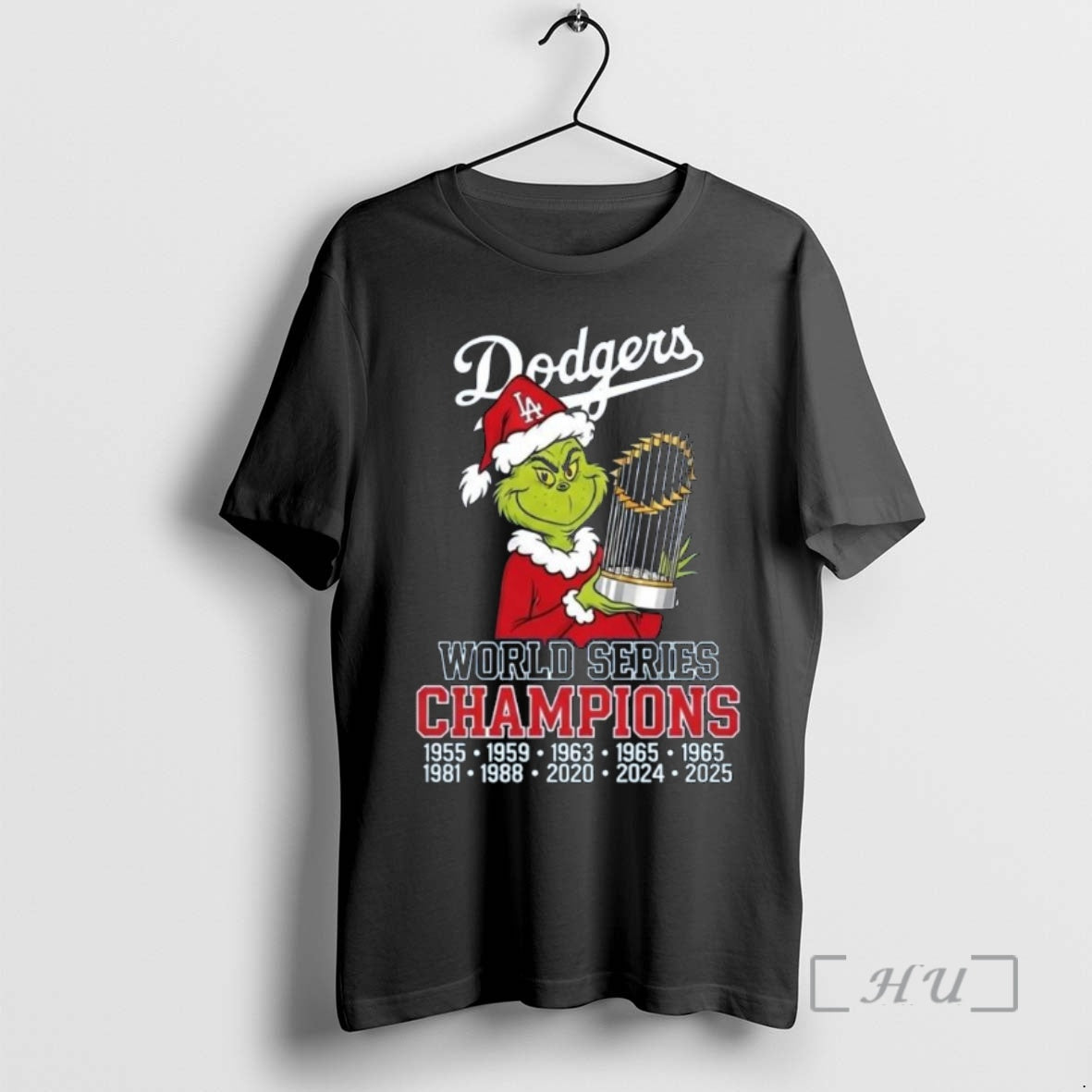 Officials The Grinch Santa X Los Angeles Dodgers World Series Champions Trophy 2025 Premium Shirt Hoodie Sweatshirt