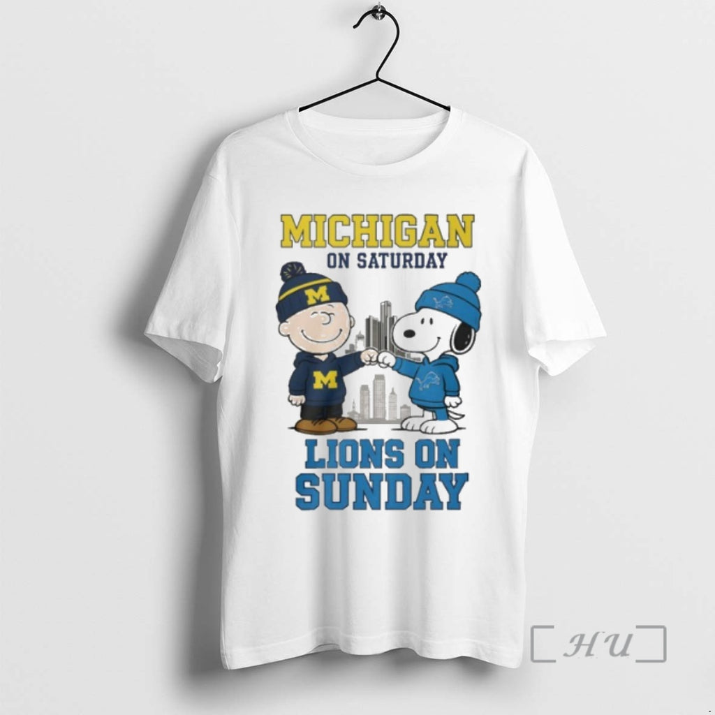 Officials The Peanuts Fist Bump Michigan On Saturday And Lions On Sunday Premium T Shirts Hoodie Sweatshirt | PurePodTees.com