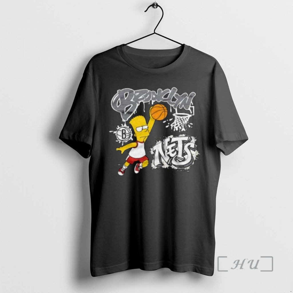 Officials The Simpsons Bart X Brooklyn Nets Circle Black Shirt Hoodie Sweatshirt | PurePodTees.com