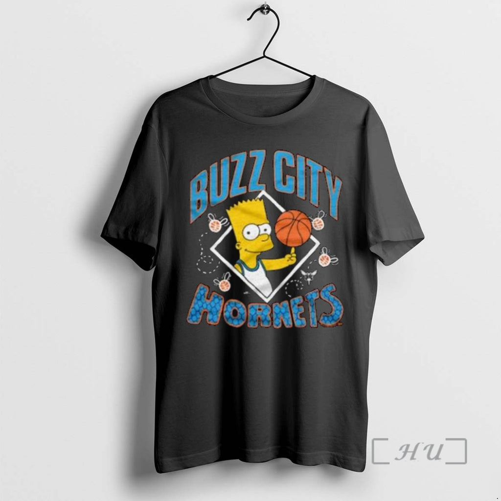 Officials The Simpsons Bart X Charlotte Hornets Circle Black Shirt Hoodie Sweatshirt | PurePodTees.com