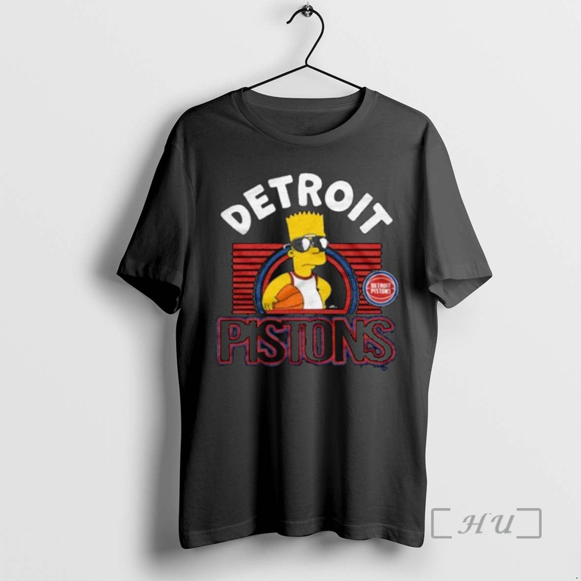 Officials The Simpsons Bart X Detroit Pistons Circle Black Shirt Hoodie Sweatshirt | PurePodTees.com