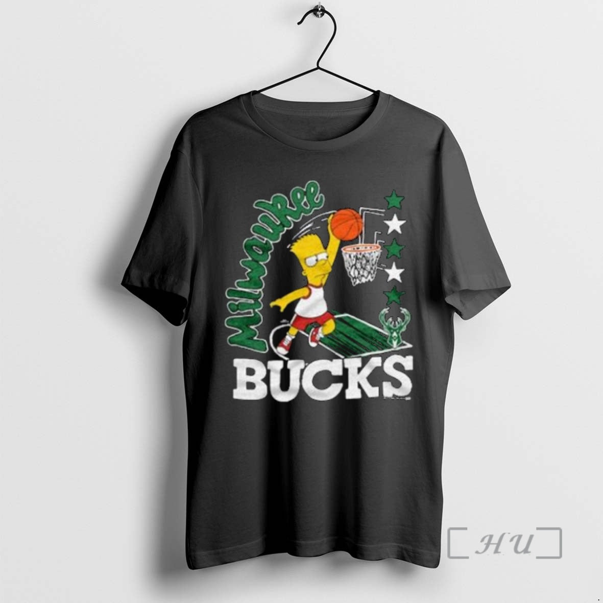 Officials The Simpsons Bart X Milwaukee Bucks Circle Black Shirt Hoodie Sweatshirt | PurePodTees.com
