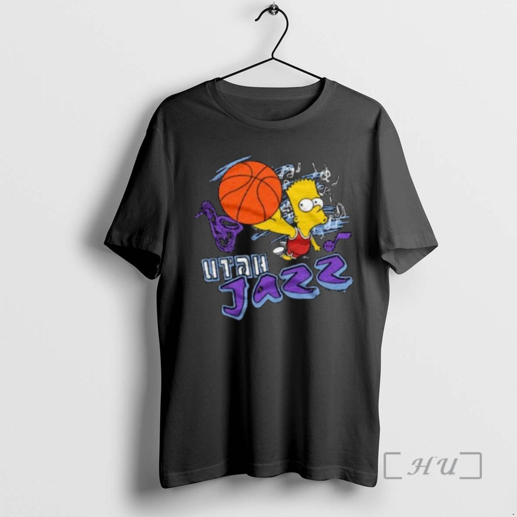 Officials The Simpsons Bart X Utah Jazz Circle Black Shirt Hoodie Sweatshirt | PurePodTees.com