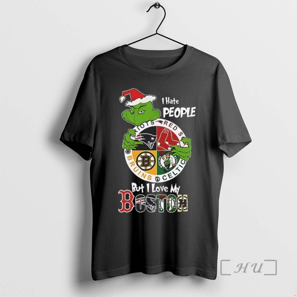Officials The Grinch I Hate People But I Love My Boston Team Sport Christmas