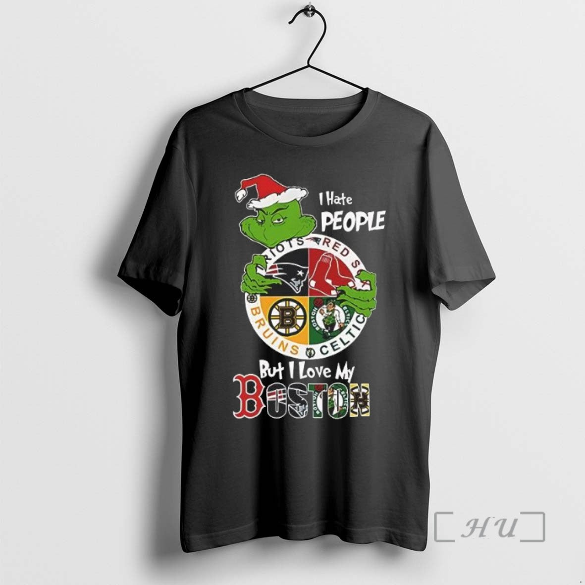 Officials The Grinch I Hate People But I Love My Boston Team Sport Christmas