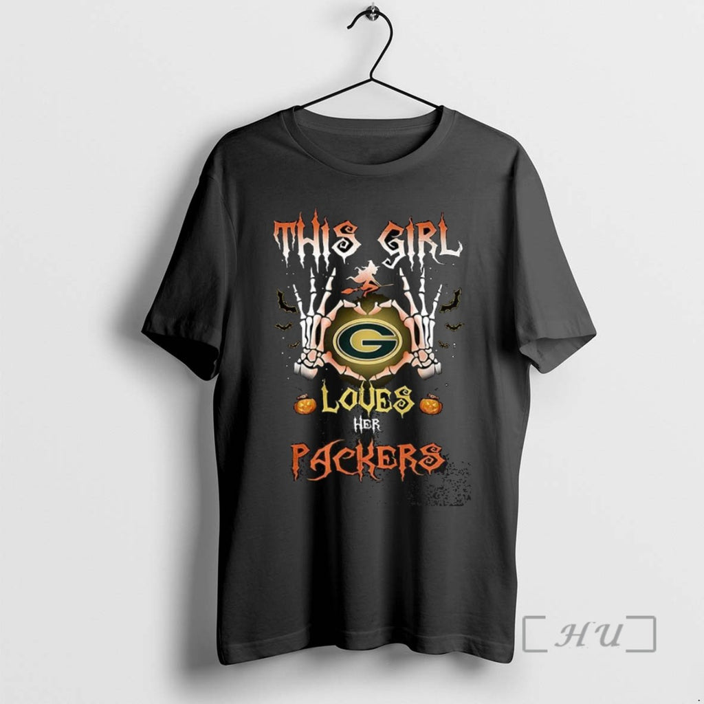 Officials This Girl Loves Her Green Bay Packers Skeleton Halloween T Shirt Sweater