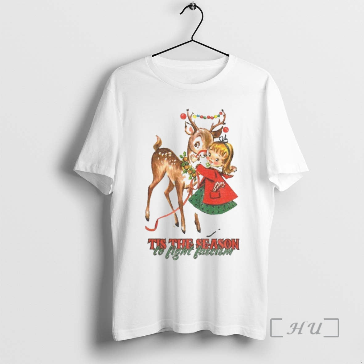 Officials Tis The Season To Fight Fascism Vintage Christmas Reindeer Shirt Hoodie Sweatshirt | PurePodTees.com