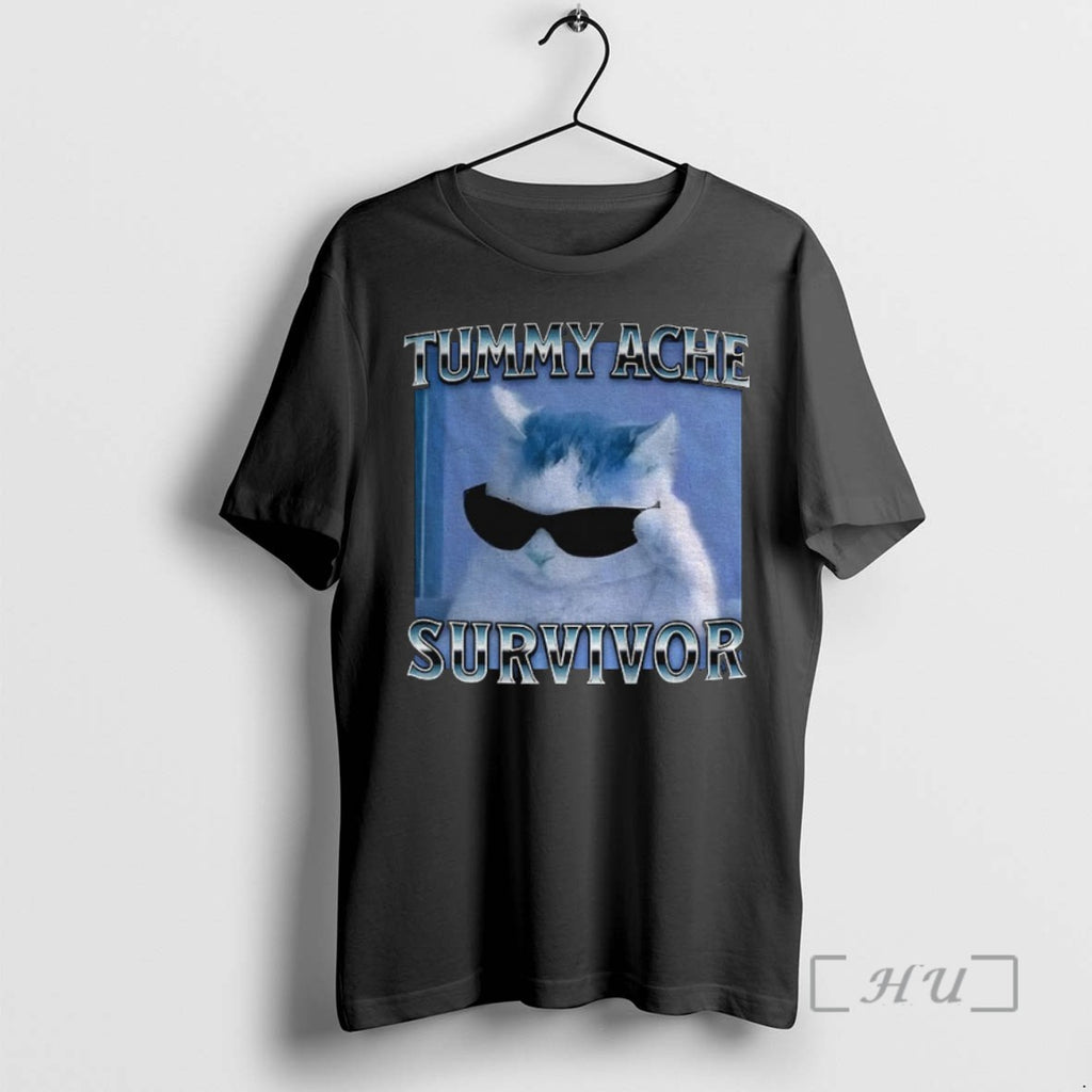 Officials Tummy Ache Survivor Funny Cat Meme T Shirt Sweater