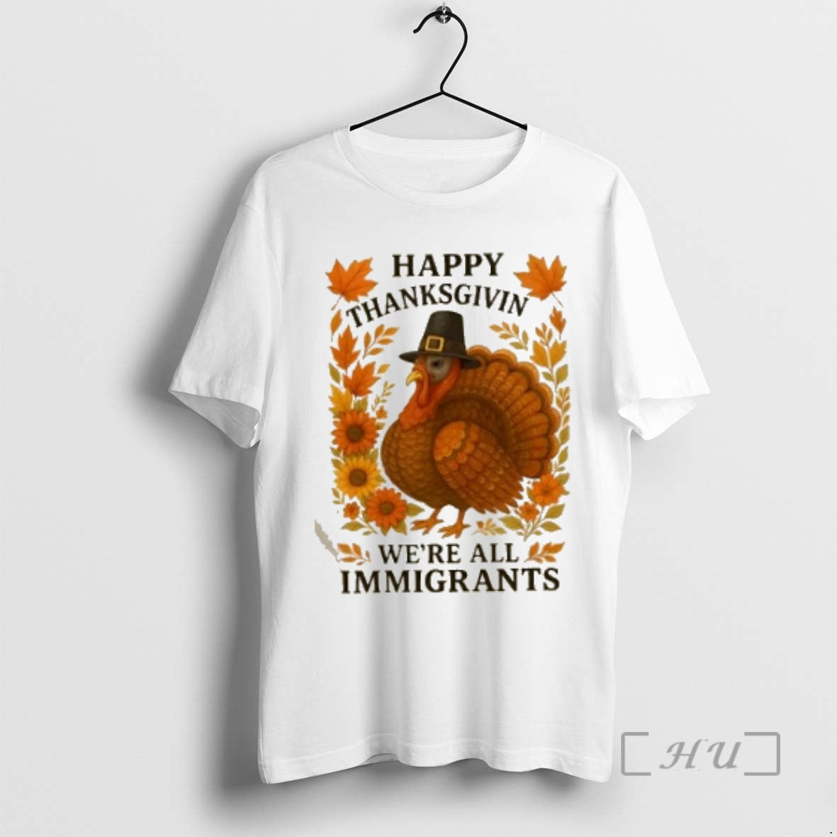 Officials Turkey Happy Thanksgiving Were All Immigrants Shirt Hoodie Sweatshirt | PurePodTees.com