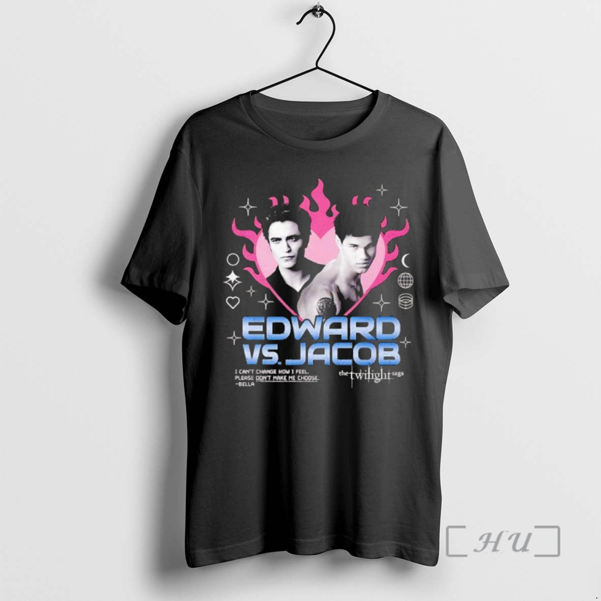 Officials Twilight Edward V Jacob Heart Retro Black Shirt Hoodie Sweatshirt | PurePodTees.com