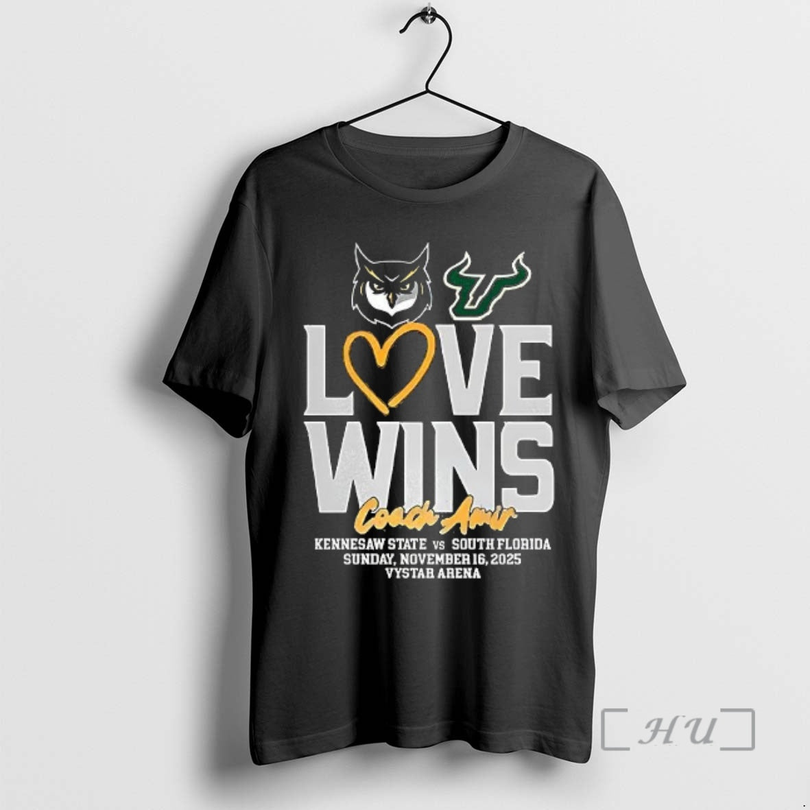 Officials Usf Vs Kennesaw State Owls Love Wins Coach Amir Shirt Hoodie Sweatshirt | PurePodTees.com