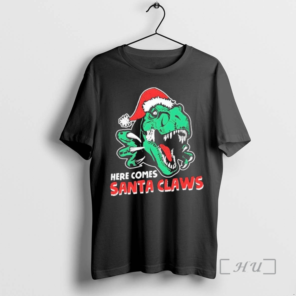 Officials Ugly Xmas Dinosaur Here Comes Santa Claws Claus Shirt Hoodie Sweatshirt | PurePodTees.com