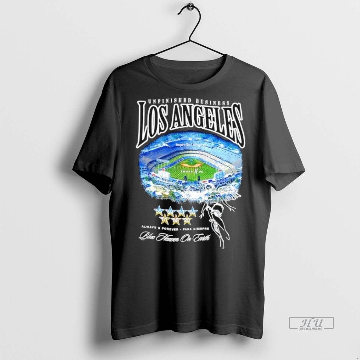 Officials Unfinished Business Los Angeles Dodgers 2025 World Series Champions Blue Heaven On Earth Premium Shirt Hoodie...