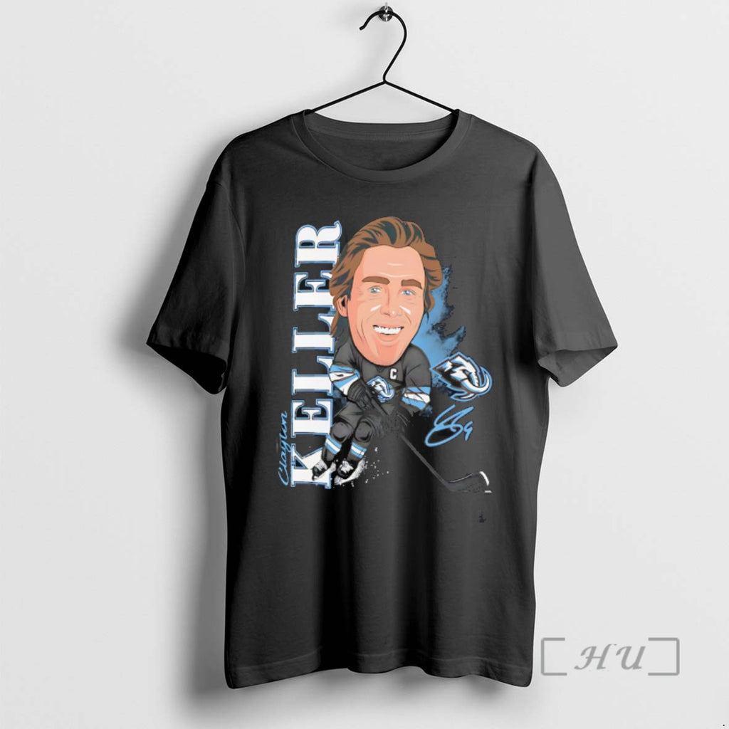 Officials Utah Mammoth Clayton Keller Caricature Player Signature T Shirt Sweater