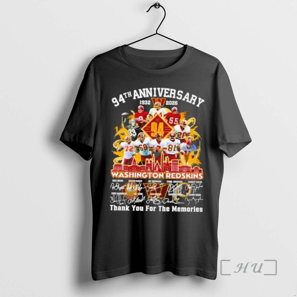 Officials Washington Commanders 94th Anniversary 1932 2026 Thank You For The Memories Signatures Premium Shirt Hoodie...