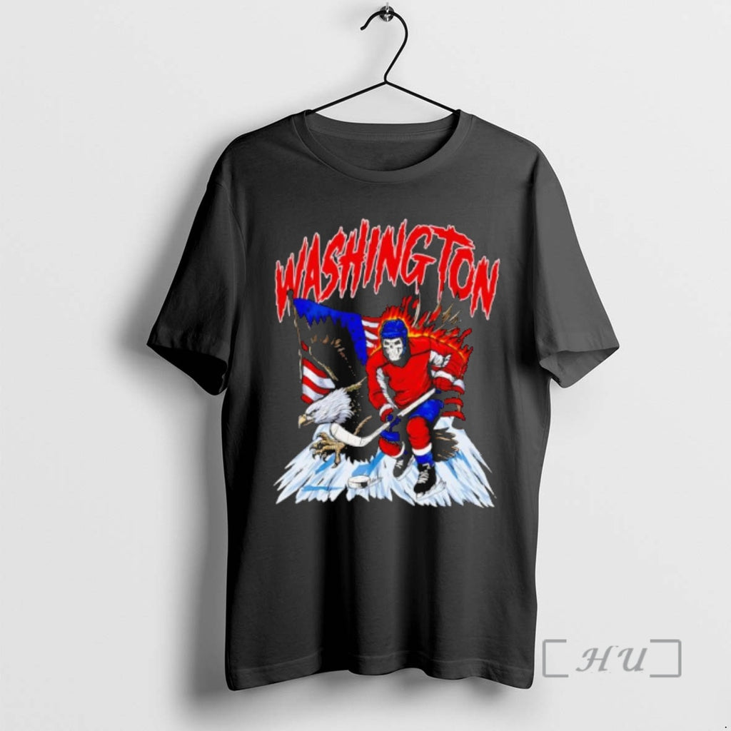 Officials Washington Skeleton Hockey Player American Eagle Flag