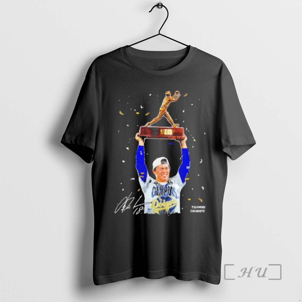 Officials Yoshinobu Yamamoto Los Angeles Dodgers Raise Mvp World Series Cup Signature Shirt Hoodie Sweatshirt