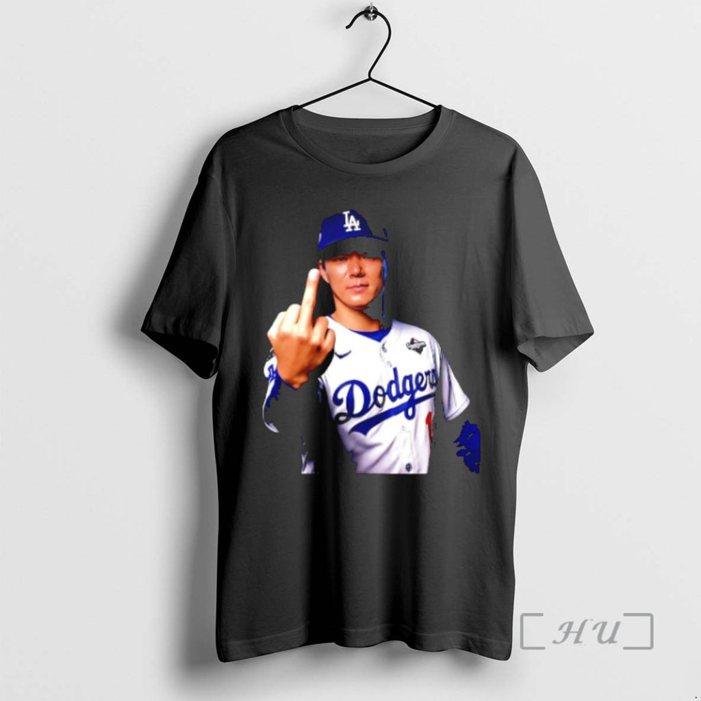 Officials Yoshinobu Yamamoto Middle Finger World Series 2025 Mvp Shirt Hoodie Sweatshirt | PurePodTees.com