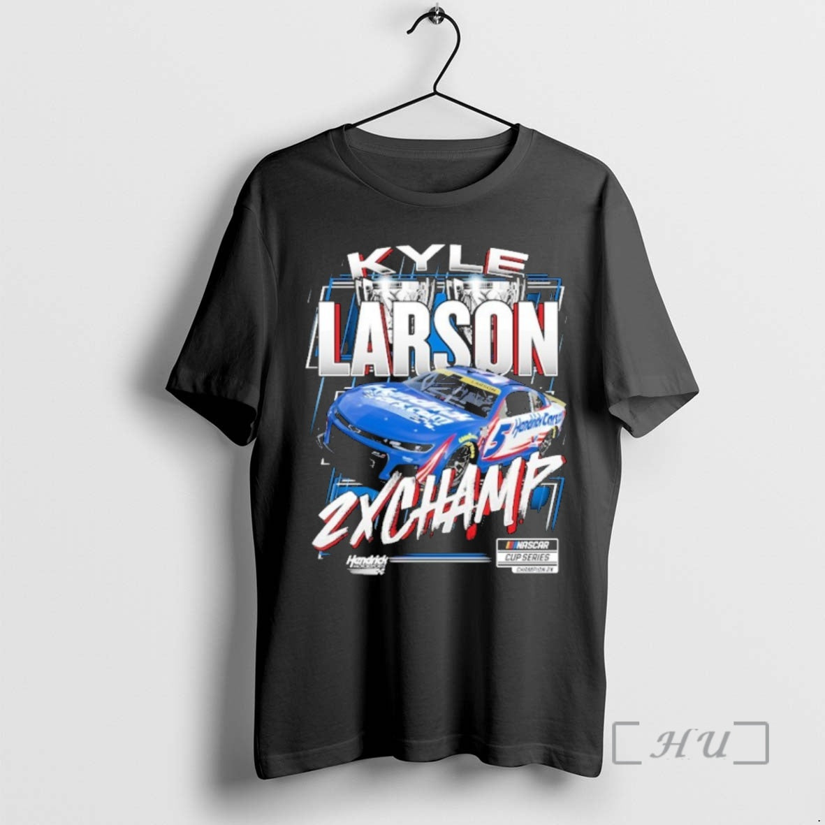 Officials Hendrick Motorsports Team Collection Black Kyle Larson Two Time Nascar Cup Series Champion Trophy Shirt Hoodie...