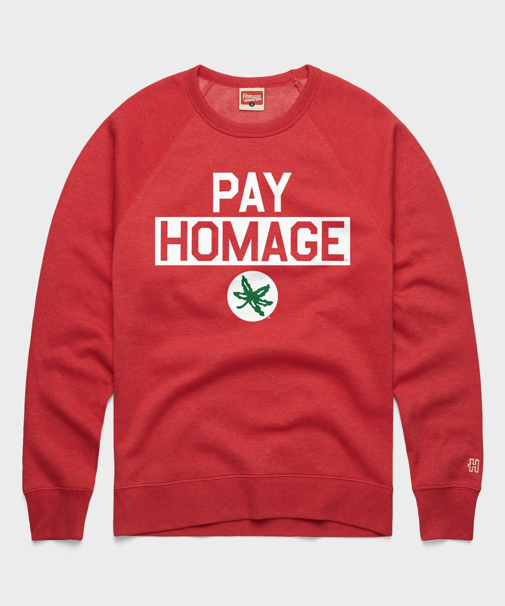 Ohio State Buckeye Leaf Pay Homage Crewneck
